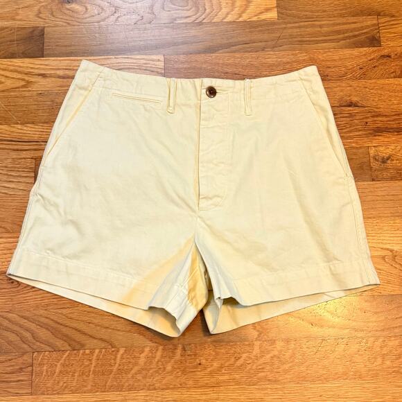 Re/Done Womens 26 Yellow Cotton Shorts Chino Trouser 90s Retro Casual Mom Spring - Picture 1 of 7